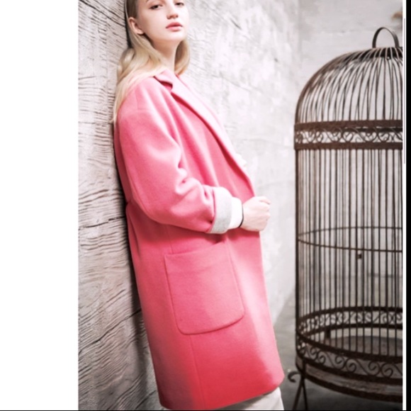 oversized pink wool coat sz 77 ( Korean)/ 12 ( USA ) - Picture 2 of 5